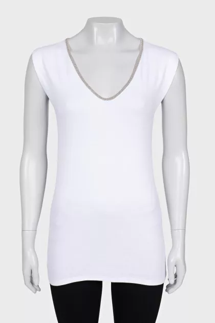 White T-shirt with rhinestones