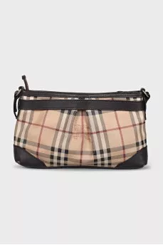 Leather bag with signature print