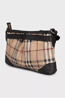 Leather bag with signature print