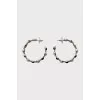 Gold-color round earrings with crystals
