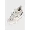 Lace sneakers with rhinestones