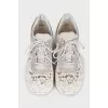 Lace sneakers with rhinestones