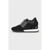 Black lace sneakers with rhinestones