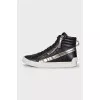 High-top leather lace-up sneakers