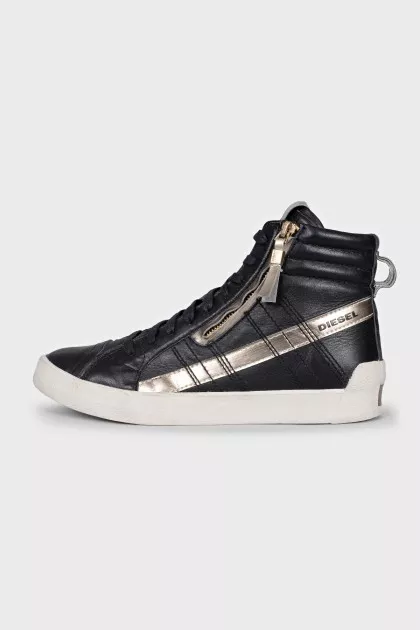 High-top leather lace-up sneakers