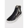 High-top leather lace-up sneakers