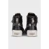 High-top leather lace-up sneakers