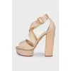 Crystal-embellished heeled sandals
