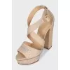 Crystal-embellished heeled sandals