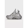 Silver high-soled sneakers