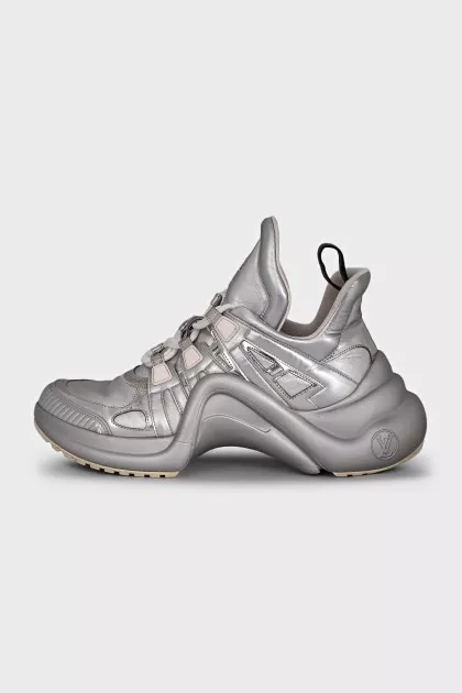 Silver high-soled sneakers