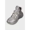 Silver high-soled sneakers