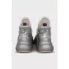 Silver high-soled sneakers