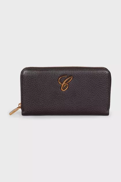 Leather wallet with brand logo