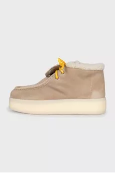 Suede square toe boots