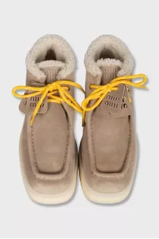 Suede square toe boots