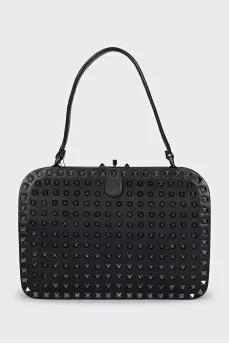 Black leather bag with studs