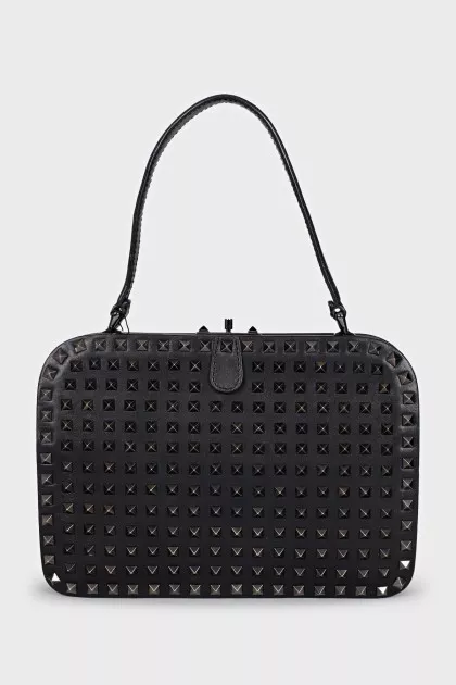 Black leather bag with studs