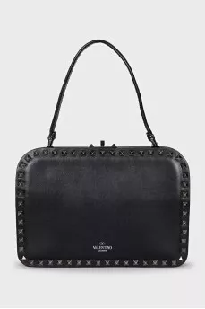 Black leather bag with studs