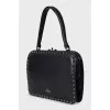 Black leather bag with studs