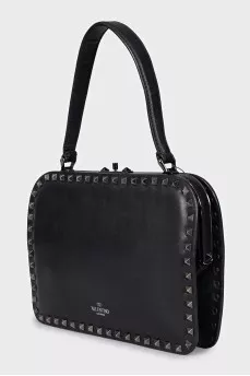 Black leather bag with studs
