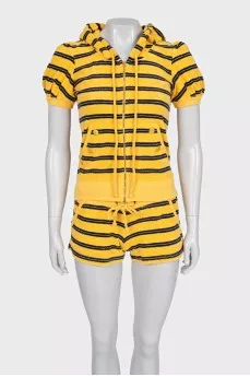 Striped hoodie and shorts suit