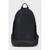 Black backpack made of textile and leather