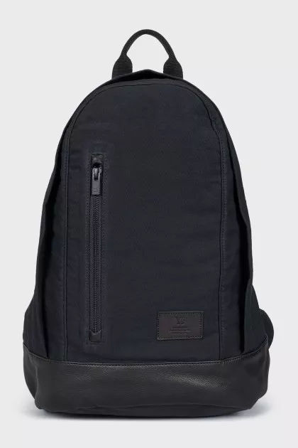 Black backpack made of textile and leather