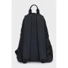 Black backpack made of textile and leather