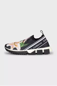 Textile sneakers with a floral print