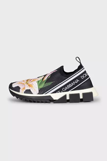 Textile sneakers with a floral print