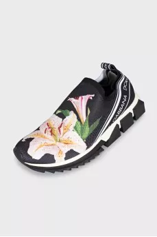Textile sneakers with a floral print