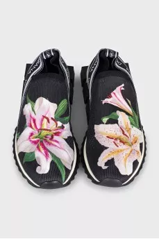 Textile sneakers with a floral print