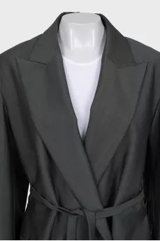 Green suit with straight trousers