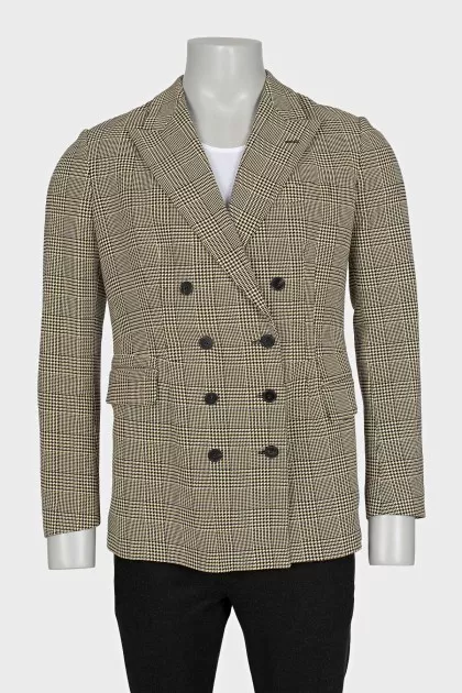 Men's double-breasted houndstooth print jacket