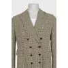 Men's double-breasted houndstooth print jacket