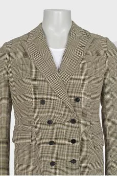 Men's double-breasted houndstooth print jacket