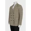 Men's double-breasted houndstooth print jacket