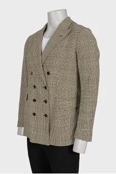 Men's double-breasted houndstooth print jacket