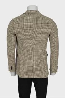 Men's double-breasted houndstooth print jacket