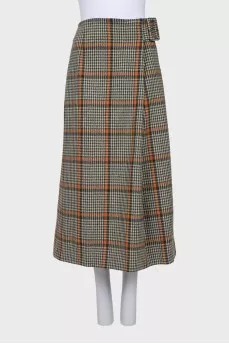 Houndstooth print wrap skirt