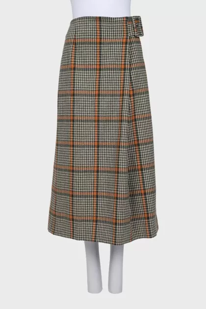 Houndstooth print wrap skirt