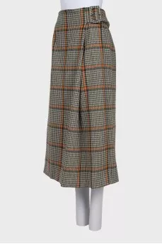 Houndstooth print wrap skirt