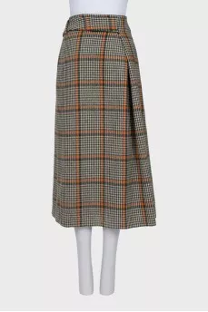 Houndstooth print wrap skirt
