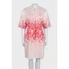 White dress with red floral print
