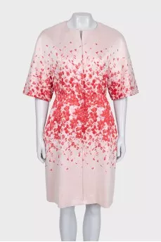 White dress with red floral print