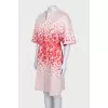 White dress with red floral print