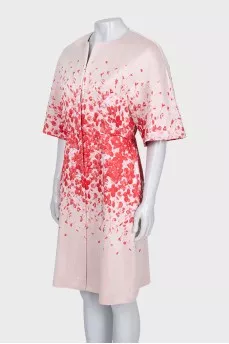 White dress with red floral print