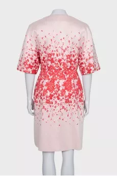 White dress with red floral print