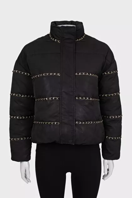 Cropped jacket with chains